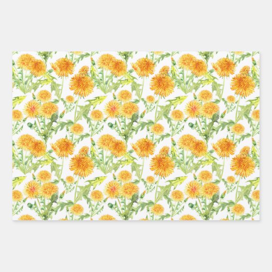 Yellow Dandelions and Dandelion Fluff Geschenkpapier Set (Vorderseite 2)