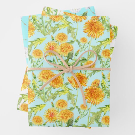 Yellow Dandelions and Dandelion Fluff Geschenkpapier Set (Beispiel)
