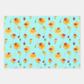 Yellow Dandelions and Red Ladybugs Geschenkpapier Set (Vorderseite)