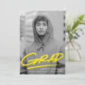 Yellow | Dashed Photo Graduation Party Einladung (Stehend Vorderseite)