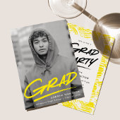 Yellow | Dashed Photo Graduation Party Einladung