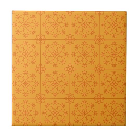 Yellow Decorative mandala Art geometrisches Muster Fliese (Vorderseite)