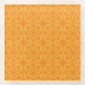 Yellow Decorative mandala Art geometrisches Muster Glasuntersetzer (Vorderseite)