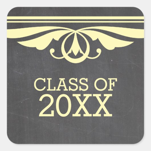 Yellow Deko Chalkboard Abschluss Stickers (Vorderseite)