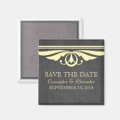 Yellow Deko Chalkboard Save the Date Magnet (Vorderseite/Rückseite)