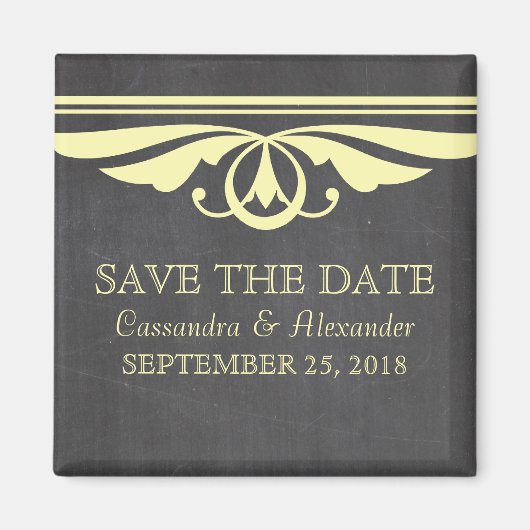 Yellow Deko Chalkboard Save the Date Magnet (Vorne)