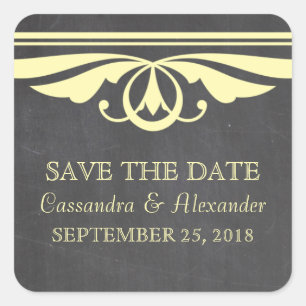 Yellow Deko Chalkboard Save the Date Stickers