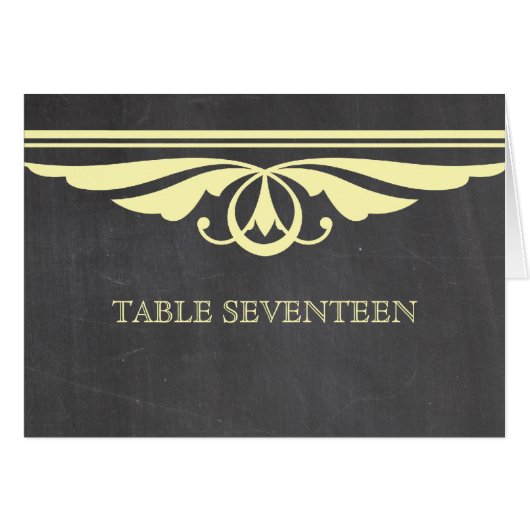 Yellow Deko Chalkboard Tischnummer Card (Vorderseite (Horizontal))