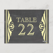 Yellow Deko Chalkboard Tischnummer Postkarte (Rückseite)