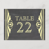 Yellow Deko Chalkboard Tischnummer Postkarte (Vorderseite)