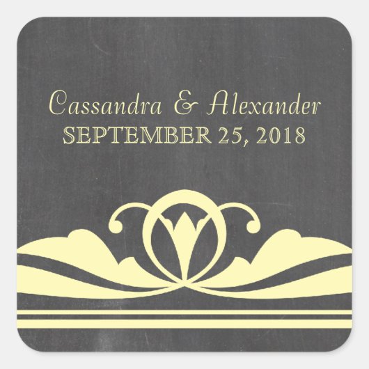 Yellow Deko Chalkboard Wedding Stickers (Vorderseite)