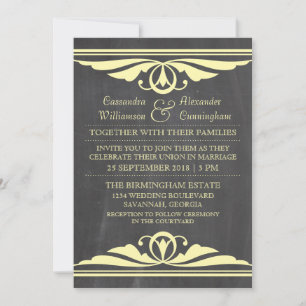 Yellow Deko Chalkboard Wedite Invite Einladung