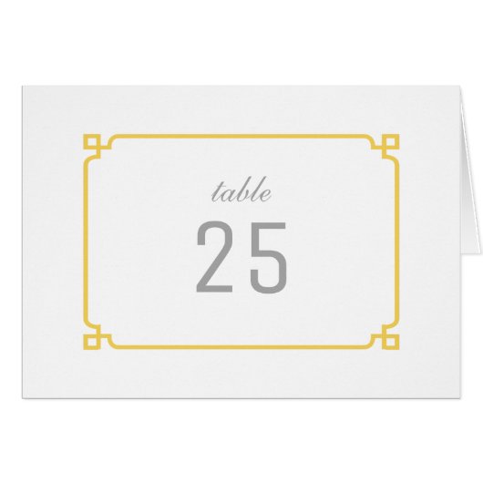 Yellow Deko Chic Tischnummer (Vorderseite (Horizontal))
