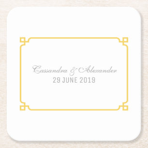 Yellow Deko Chic Wedding Rechteckiger Pappuntersetzer