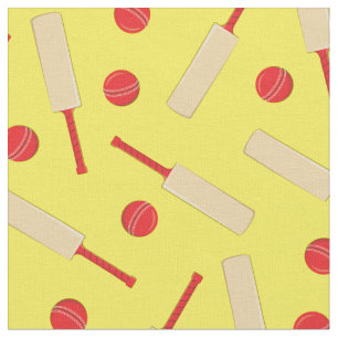 Yellow Dekor der Cricket Sports Bats and Balls Boy Stoff