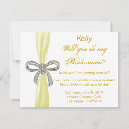 Yellow Diamond Bow Wedding Bridesmaid Card Einladung