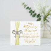 Yellow Diamond Bow Wedding Bridesmaid Card Einladung (Stehend Vorderseite)