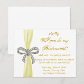 Yellow Diamond Bow Wedding Bridesmaid Card Einladung (Vorne/Hinten)