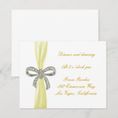Yellow Diamond Bow Wedding Reception Card Einladung (Vorne/Hinten)
