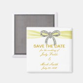 Yellow Diamond Bow Wedding Save the Date Magnet (Vorderseite/Rückseite)