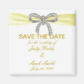 Yellow Diamond Bow Wedding Save the Date Magnet (Vorne)