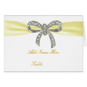 Yellow Diamond Bow Wedding Table Platzkarte (Vorderseite (Horizontal))