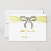 Yellow Diamond Bow Wedding Table Platzkarte (Vorderseite)