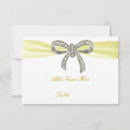 Yellow Diamond Bow Wedding Table Platzkarte