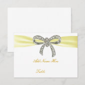 Yellow Diamond Bow Wedding Table Platzkarte (Vorne/Hinten)