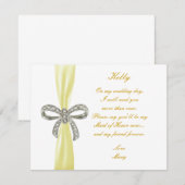 Yellow Diamond Bow Wedding Trauzeugin Card Einladung (Vorne/Hinten)