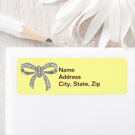 Yellow Diamond Bow WedgeAddress Labels (Insitu)
