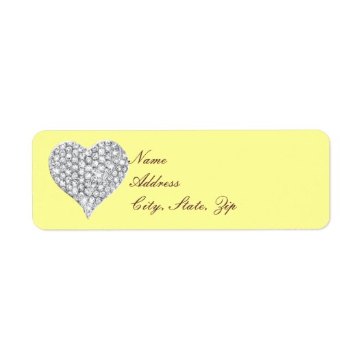 Yellow Diamond Heart Address Labels (Vorne)