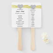 Yellow Diamond Heart Wedding Program Fächer (Vorne und Hinten)