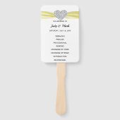 Yellow Diamond Heart Wedding Program Fächer (Vorderseite)
