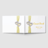 Yellow Diamond Hearts Wedding Guestbook Gästebuch (Voll)