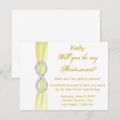 Yellow Diamond Infinity Wedding Bridesmaid Card Einladung (Vorne/Hinten)
