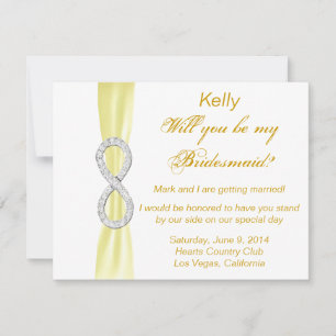 Yellow Diamond Infinity Wedding Bridesmaid Card Einladung
