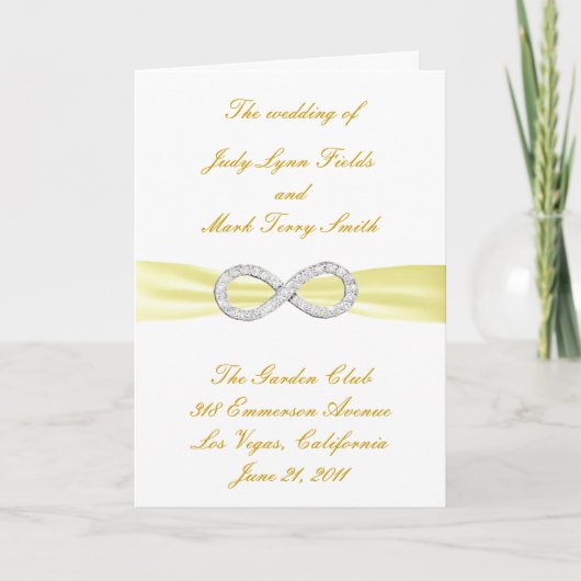 Yellow Diamond Infinity Wedding Program Card Programm (Vorderseite)