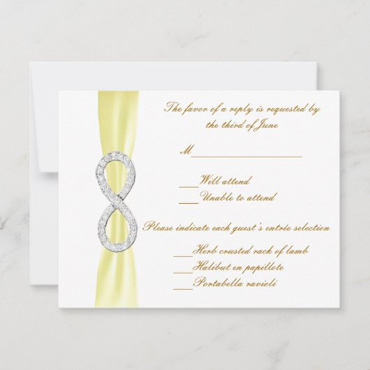 Yellow Diamond Infinity Wedding Response Card RSVP Karte (Vorderseite)