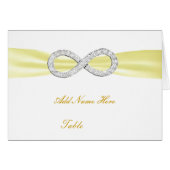 Yellow Diamond Infinity Wedding Table Platzkarte (Vorderseite (Horizontal))