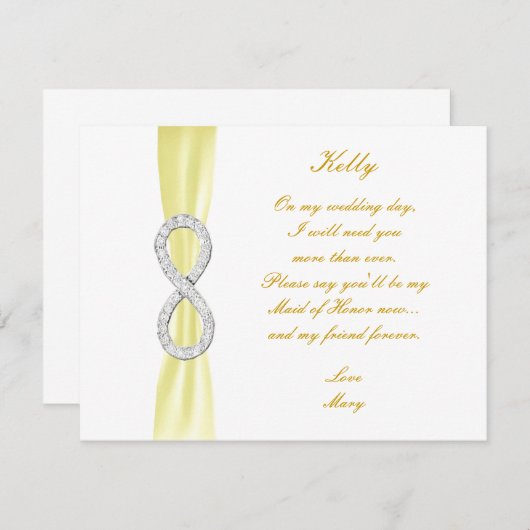 Yellow Diamond Infinity Wedding Trauzeugin Card Einladung (Vorne/Hinten)