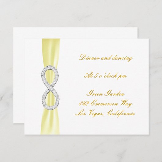 Yellow Diamond Unfinity Wedding Reception Card Einladung (Vorne/Hinten)