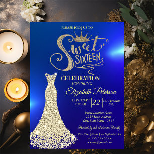 Yellow Diamonds Dress, Diamonds Sweet 16 Einladung