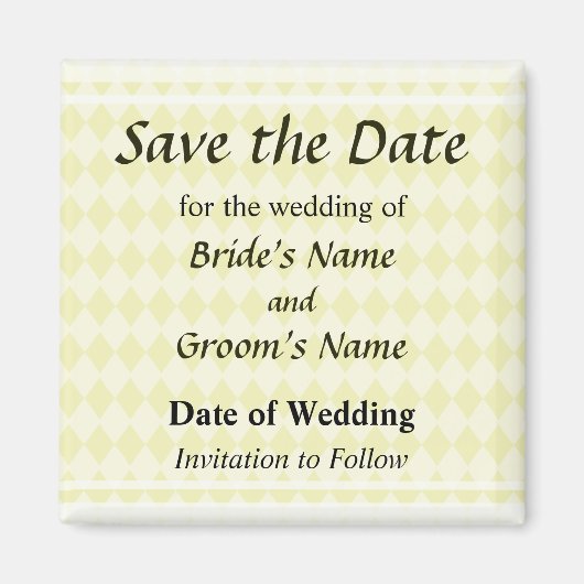 Yellow Diamonds Save the Date Magnet (Vorne)