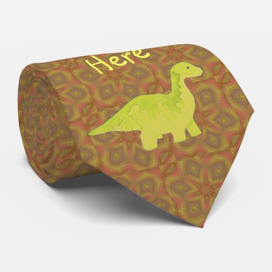 Yellow Dino Krawatte (Gerollt)