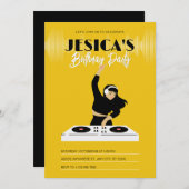 Yellow dj music player einladung (Vorne/Hinten)