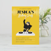 Yellow dj music player einladung (Stehend Vorderseite)