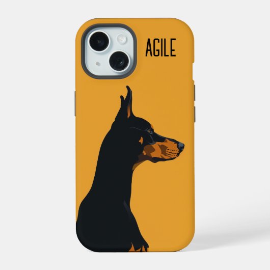 Yellow Doberman iPhone 15 Hülle (Rückseite)