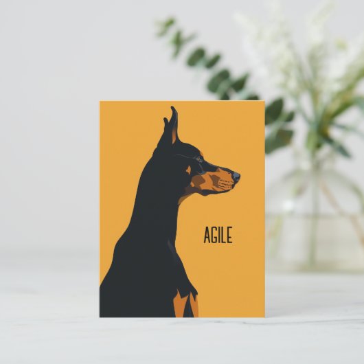 Yellow Doberman Postkarte (Stehend Vorderseite)