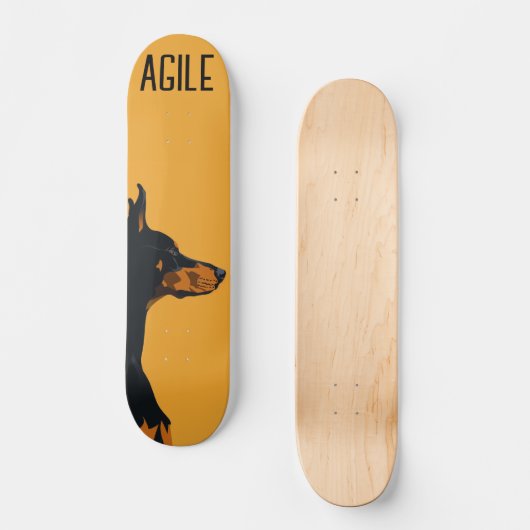Yellow Doberman Skateboard (Vorderseite)